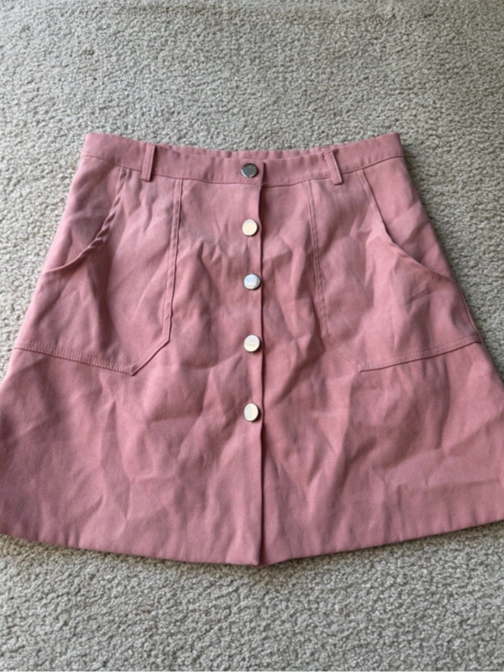 Cider Rose Pink Button-Front A-Line Skirt y2k PINK Y2K